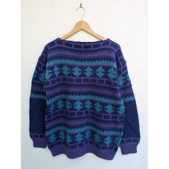 Vtg  Norsk Husflids Venner Trondheim Handknitted In Norway Wool Nordic Sweater - Picture 1 of 5